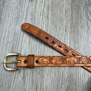 VTG Disney Chambers Phoenix Hand Tooled Leather Western Mickey Donald Belt Sz 24